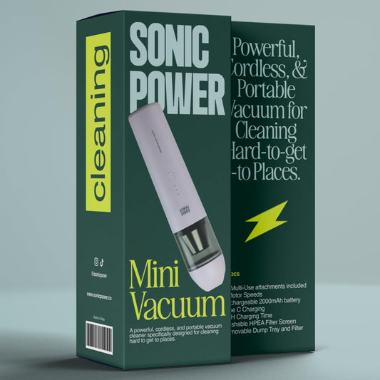 Sonic Power Handheld Portable Mini Vacuum Cordless. Battery Charges In Car Or Plug In.