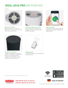 IDEAL AP40 Pro Indoor Portable True  Hepa Air Purifier German Made