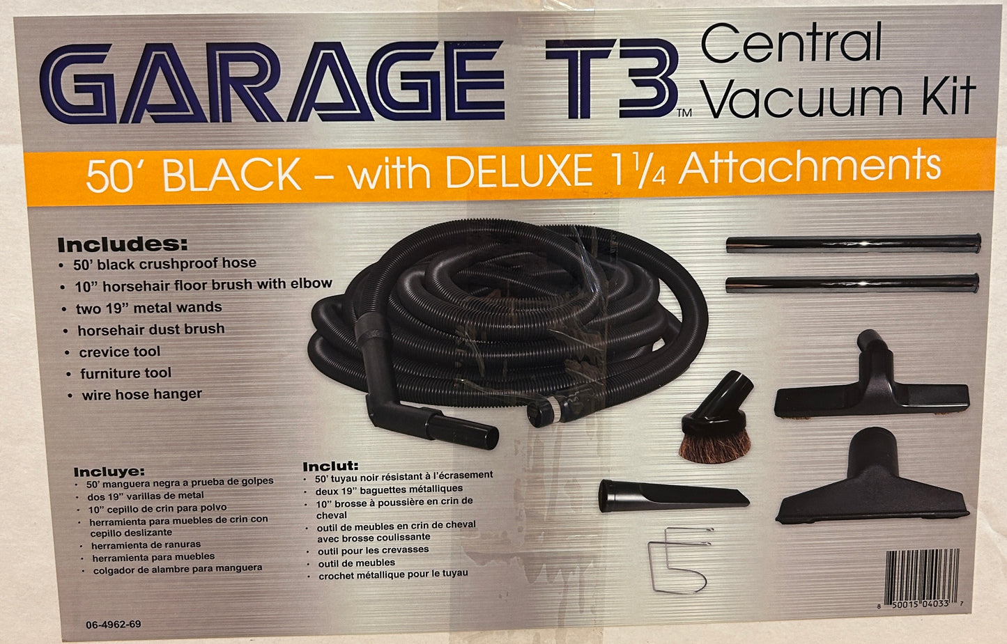 50 ft. Non-Electric Garage Premium Central Vacuum Hose Kit