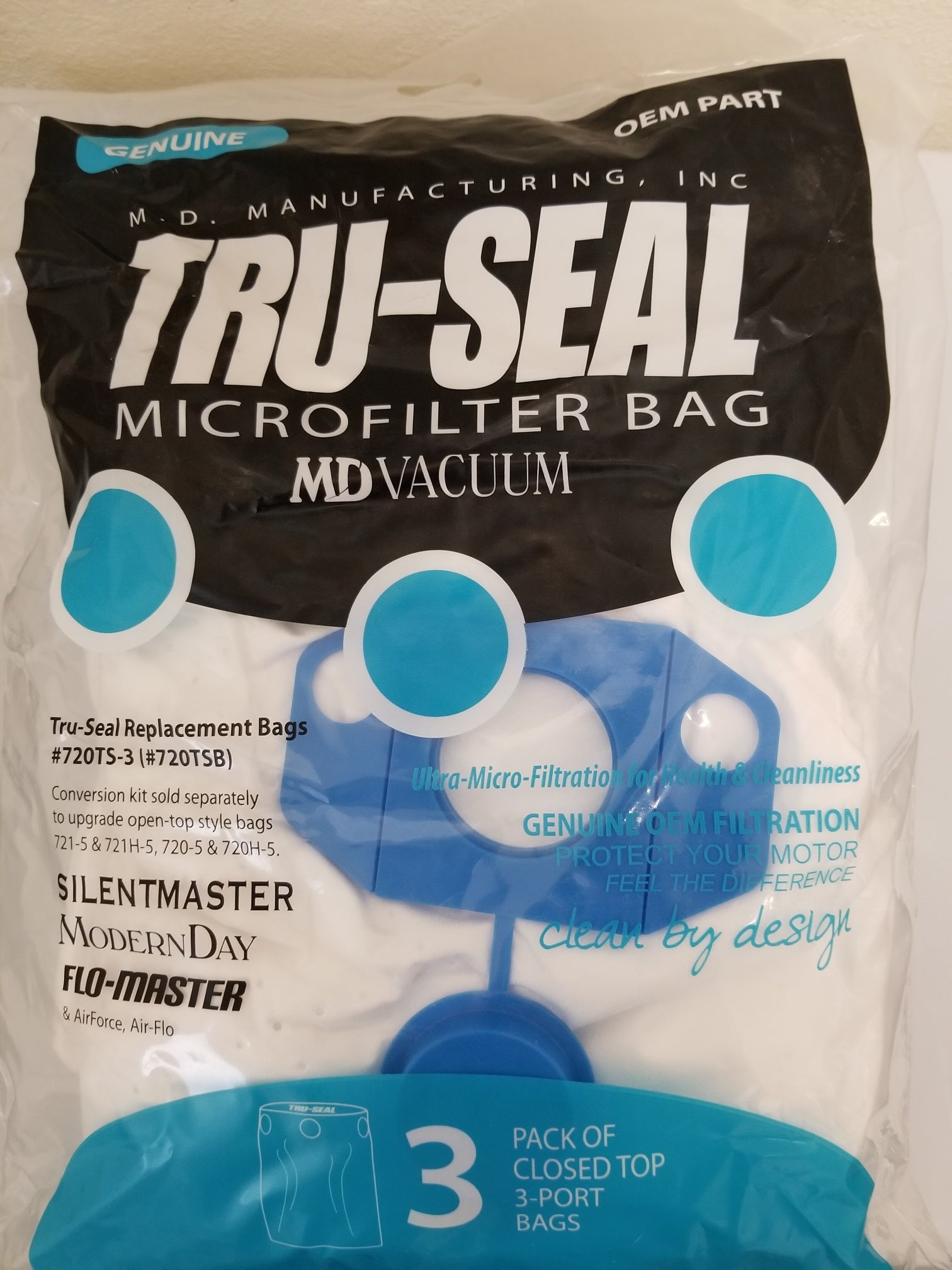 MD Central Vacuum Tru-Seal Replacement 3 Pack Microfilter Bags
