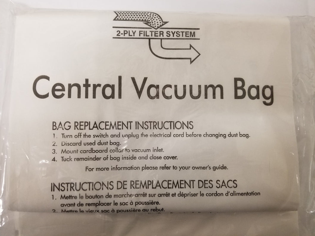 Three Pack Central Vacuum Bags