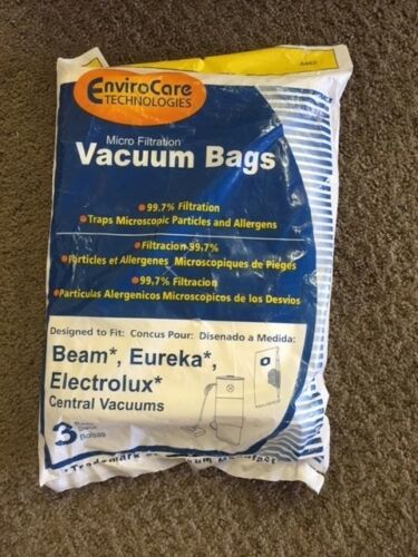 To Fit Central Vacuum Paper Bag Three Pack Fit Electrolux, Beam, Honeywell, & Eureka